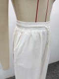 African Women V-Neck Solid Shirt and Pant Two-Piece Set