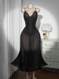 Women Sexy Lace Home Slip Nightgown
