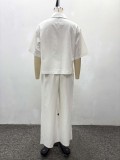 African Women V-Neck Solid Shirt and Pant Two-Piece Set