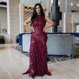 Women Elegant Sexy Sequined Mesh Patchwork Dress