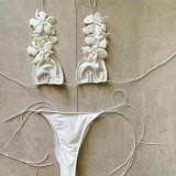 Women's Multi-Strap Lace-Up Solid Color Two-Piece Bikini