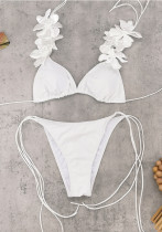 Women's Multi-Strap Lace-Up Solid Color Two-Piece Bikini