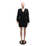 Women's Sexy Fashion Deep V-Neck Long Sleeve Mini Dress
