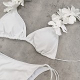 Women's Multi-Strap Lace-Up Solid Color Two-Piece Bikini