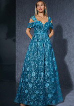 Women's Embroidered Formal Party Evening Dress