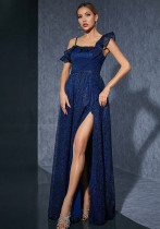 Women's Strap Low-Back Slit Chic Evening Gown