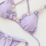 Women's Sexy Lace-Up Solid Color Two-Piece Bikini