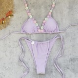 Women's Sexy Lace-Up Solid Color Two-Piece Bikini