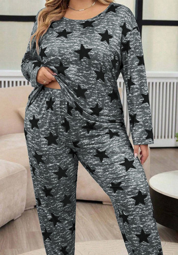 Spring Women's Star Print Long Sleeve Pajama Set
