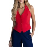 Spring Women's Chic Solid Color Sleeveless Camisole Top