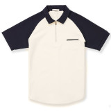 Spring/Summer Men’s Color-Block Zip-Up Polo T-Shirt