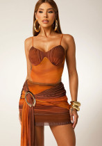 Women's Tie-Dye Print One-Piece Swimsuit & Skirt Two-Piece Set