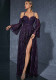 Women's Halter Neck Bell-Sleeve Slit Evening Dress