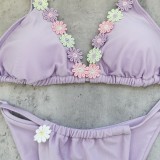 Women's Sexy Lace-Up Solid Color Two-Piece Bikini