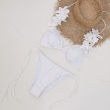 Women's Multi-Strap Lace-Up Solid Color Two-Piece Bikini