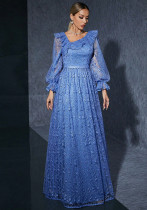 Women's Long Sleeve Embroidered Formal Evening Dress