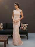 Women Solid V-Neck Lace Camisole Fishtail Maxi Dress