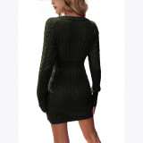 Women Sexy Winter Long-Sleeved Round Neck Dress