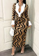 Women Spring Summer Elegant Printed Shirt Collar Dress