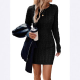 Women Sexy Winter Long-Sleeved Round Neck Dress
