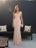 Women Solid V-Neck Lace Camisole Fishtail Maxi Dress