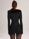 Women Sexy Pu-Leather Long-Sleeved Jumpsuit