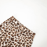 Women Spring/Summer Leopard Print Stirrup Print Slip-On Basic Casual Pant