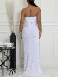 Women Sexy Off-the-Shoulder Long-sleeved Sequin Maxi Dress