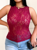Women Summer Sexy Solid Lace Top