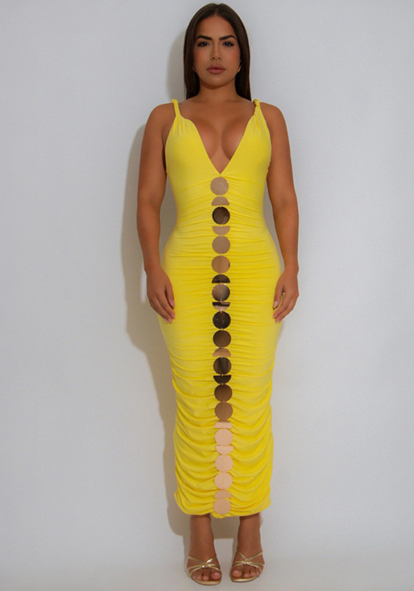 Women Sleeveless Slip-on Sexy Sleeveless Bodycon Maxi Dress