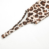 Women Spring/Summer Leopard Print Stirrup Print Slip-On Basic Casual Pant