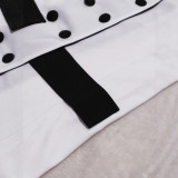 Women Black and White Long-sleeved Blazer