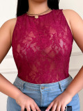 Women Summer Sexy Solid Lace Top