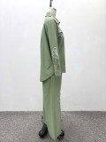 Women French Embroidered Shirt and Trousers Two-Piece Set
