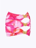 Women Butterfly Metal Accessory Print Sexy Bikini Solid Swimsuit