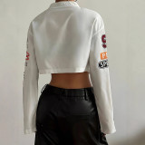 Women Casual Printed Long-Sleeved Baseball Jacket