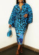 Women Long-sleeved V-neck Printed Dress