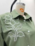 Women French Embroidered Shirt and Trousers Two-Piece Set