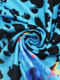 Women Long-sleeved V-neck Printed Dress