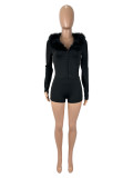 Women Sexy Pu-Leather Long-Sleeved Jumpsuit