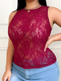 Women Summer Sexy Solid Lace Top