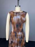 Women Spring Print Off-Shoulder Sleeveless Shirt and Skirt Two-Piece Set
