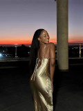Women Backless Strap Dress