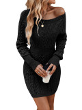 Women Sexy Winter Long-Sleeved Round Neck Dress