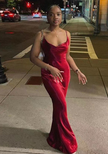 Women Backless Strap Dress