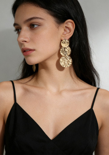 Women's Fashion Jewelry Gold Geometric Irregular Lava-Style Stud Earrings