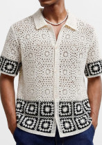 Men’s Summer Sexy Hollow Knit Short Sleeve Polo Shirt