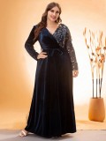 Women's Plus Size V-Neck Formal Party Ball Gown Evening Dress