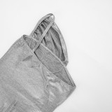 Women Spring Solid Sexy Slash Shoulder Shiny One-Shoulder Dress