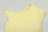 Women Solid Pleated Skirt Slash Shoulder Sleeveless Off-Shoulder Dress